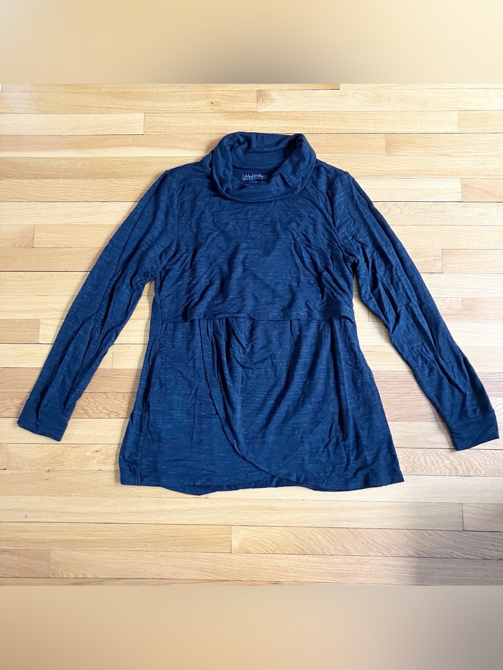 Latched Mama Charcoal Heather Grey Nursing Breastfeeding Turtleneck Tunic 1X